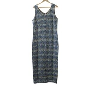 Peruvian Connection Patterned Maxi Dress in Blue and Gold